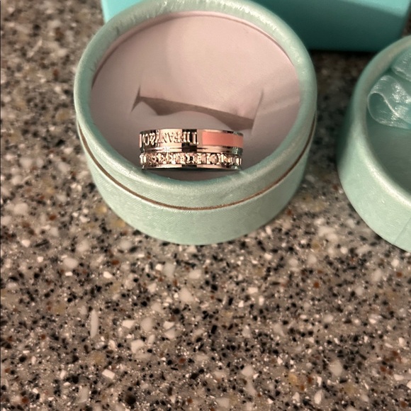 NWOT Tiffany & Co. Silver & Pink Band with CZ stones - Picture 2 of 5